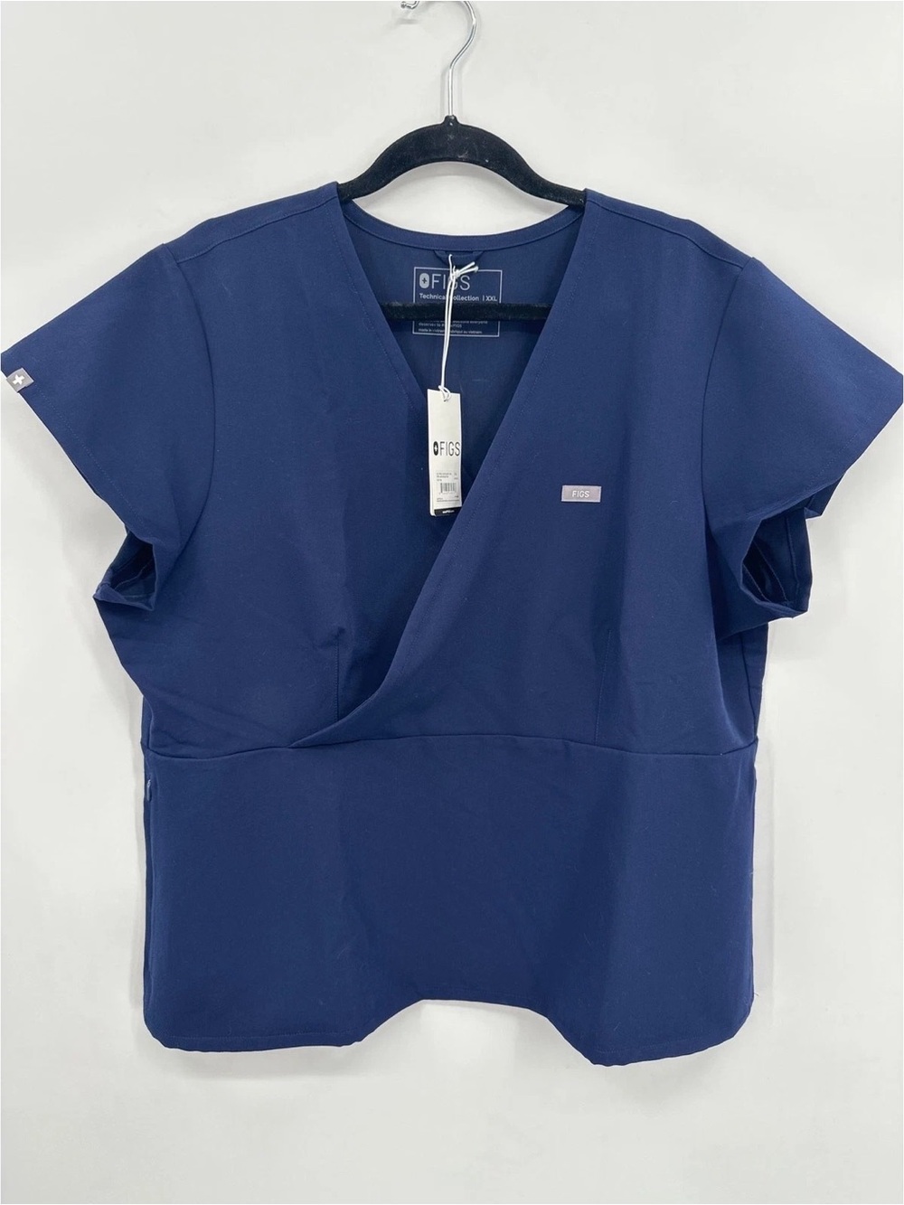 FIGS Navy Wrap-Front Scrub Tunic